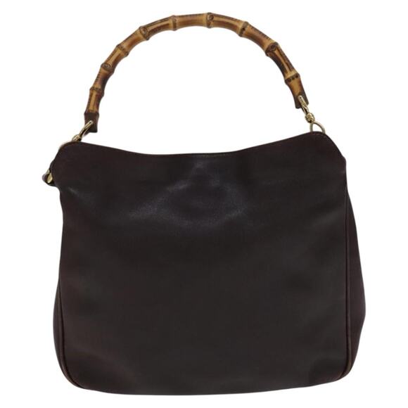 GUCCI Bamboo Hand Bag Leather Brown Gold 001 1705 001 1705 - Picture 3 of 16